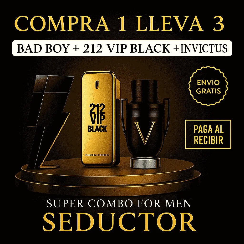 KIT PERFUMES: BAD BOY, 212 VIP, INVICTUS 100ML